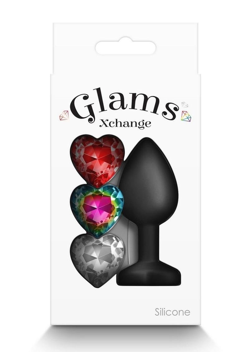 Glams Xchange Heart Silicone Anal Plug - Small - Black - Imagen 2