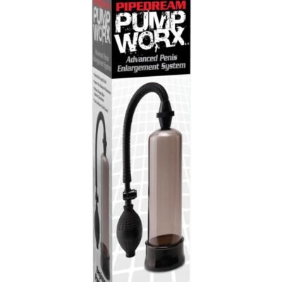 Bomba de vacío Pipedream Products - Pump Worx Beginner's Power Pump Advanced Penis Pump - Smoke And Black