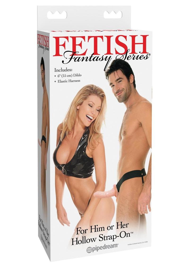 Fetish Fantasy Series For Him Or Her Hollow Strap-On Dildo and Adjustable Harness 6in – Vanilla