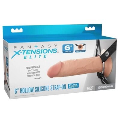 Arnés strap-on Pipedream Products - Fantasy X-Tensions Elite Silicone Dual Density Hollow Strap-On 6in - Vanilla