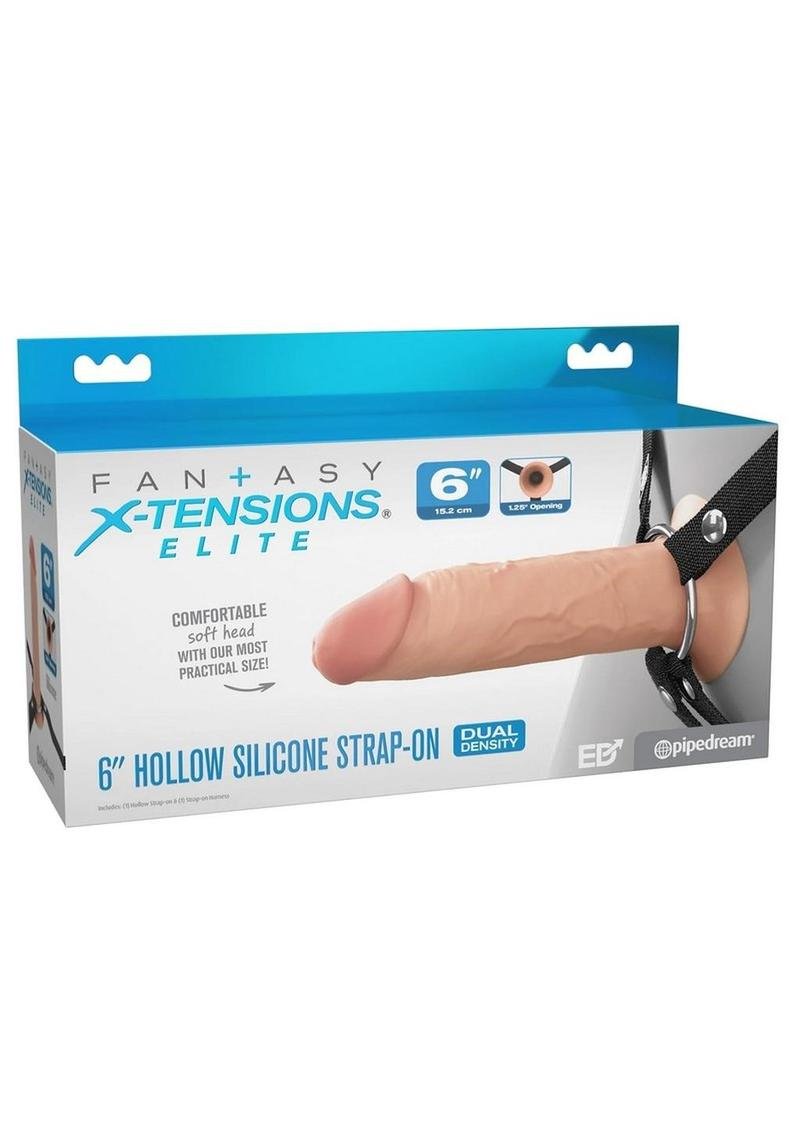 Arnés strap-on Pipedream Products - Fantasy X-Tensions Elite Silicone Dual Density Hollow Strap-On 6in - Vanilla