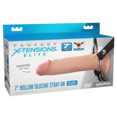 Arnés strap-on Pipedream Products - Fantasy X-Tensions Elite Silicone Dual Density Hollow Strap-On 7in - Vanilla