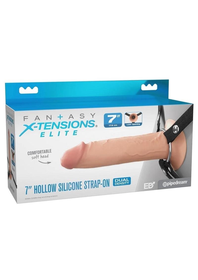 Arnés strap-on Pipedream Products - Fantasy X-Tensions Elite Silicone Dual Density Hollow Strap-On 7in - Vanilla