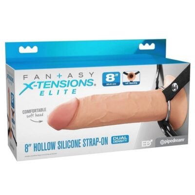 Arnés strap-on Pipedream Products - Fantasy X-Tensions Elite Silicone Dual Density Hollow Strap-On 8in - Vanilla