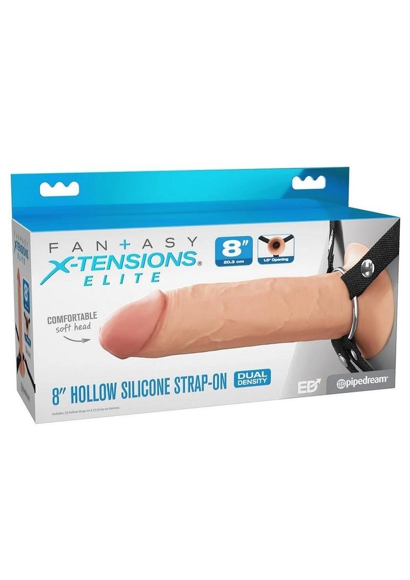 Arnés strap-on Pipedream Products - Fantasy X-Tensions Elite Silicone Dual Density Hollow Strap-On 8in - Vanilla