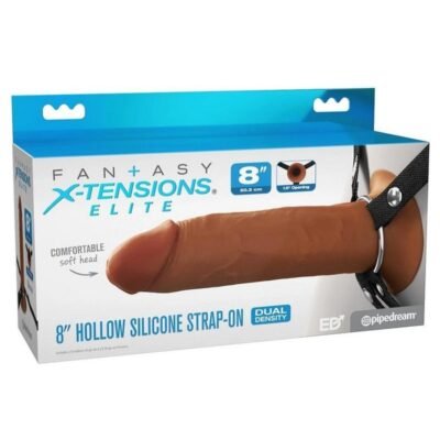 Arnés strap-on Pipedream Products - Fantasy X-Tensions Elite Silicone Dual Density Hollow Strap-On 8in - Caramel