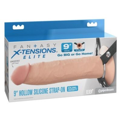 Arnés strap-on Pipedream Products - Fantasy X-Tensions Elite Silicone Hollow Strap-On Dual Density 9in -Vanilla