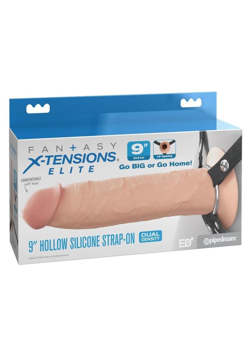 Arnés strap-on Pipedream Products - Fantasy X-Tensions Elite Silicone Hollow Strap-On Dual Density 9in -Vanilla