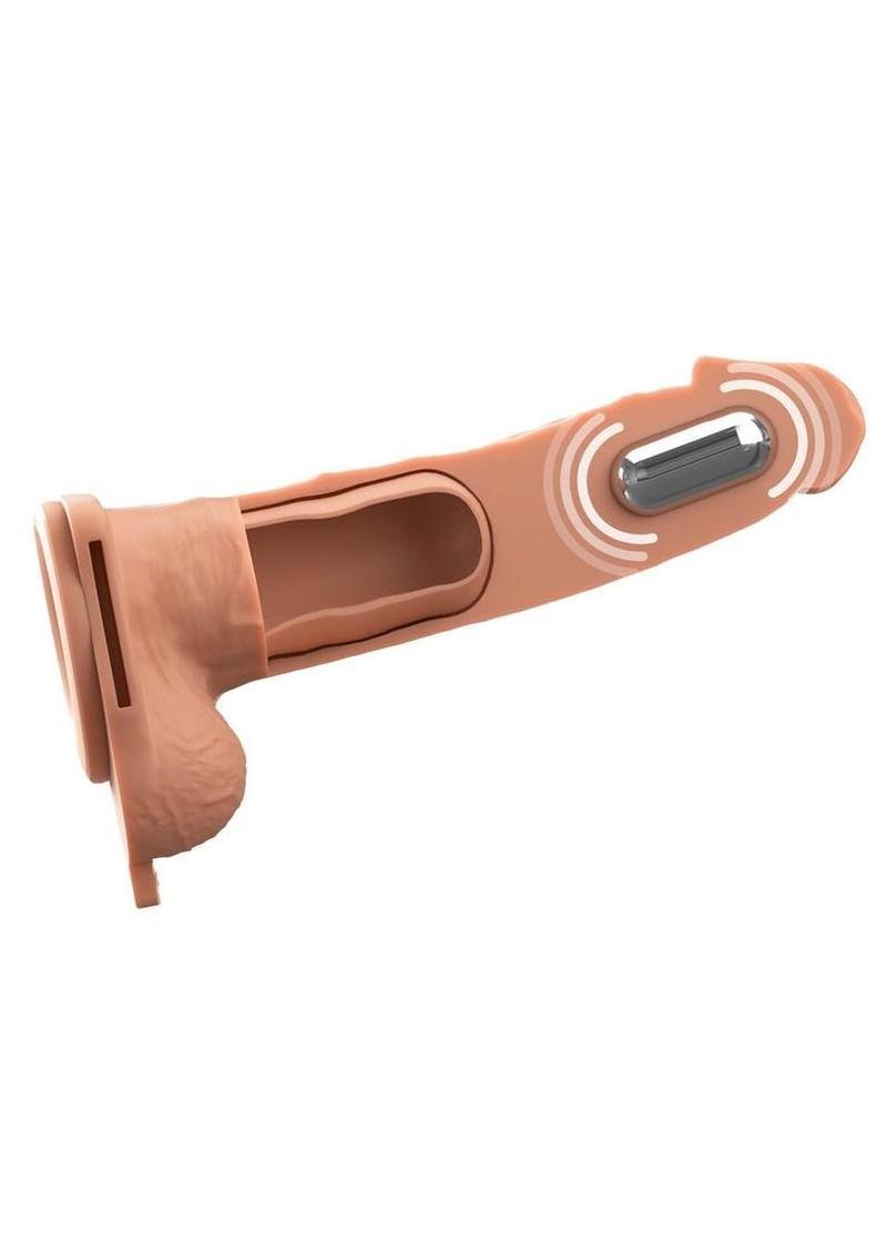 Arnés strap-on Pipedream Products - Fantasy X-Tensions Elite Vibrating Rechargeable Silicone Dual Density Hollow Strap-On 7in - Vanilla - Imagen 2