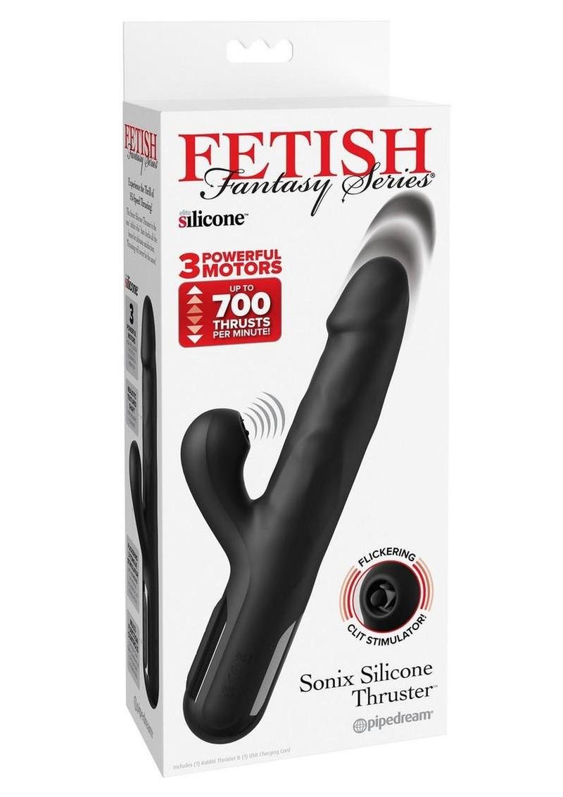 Vibrador Pipedream Products - Fetish Fantasy Series Sonix Rechargeable Silicone Thruster Rabbit Vibrator - Black