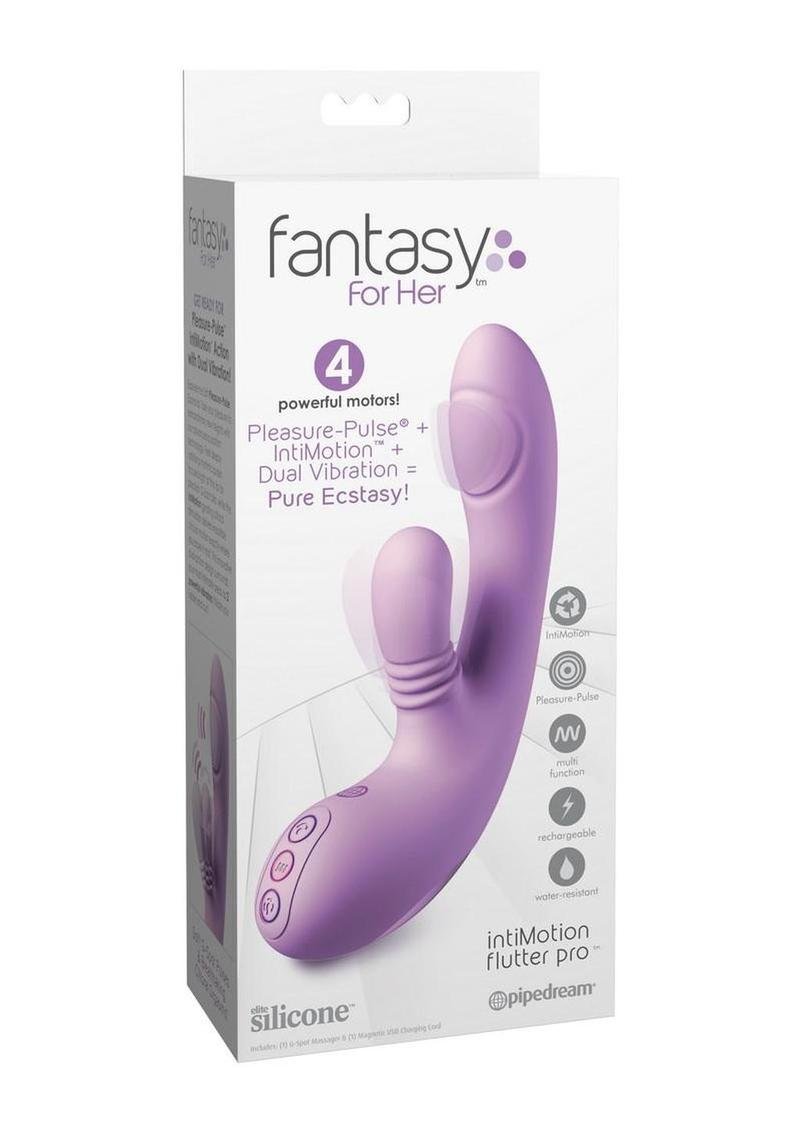 Vibrador Pipedream Products - Fantasy for Her IntiMotion Flutter Pro Rechargeable Silicone Rabbit Vibrator with Clitoral Stimulator - Purple