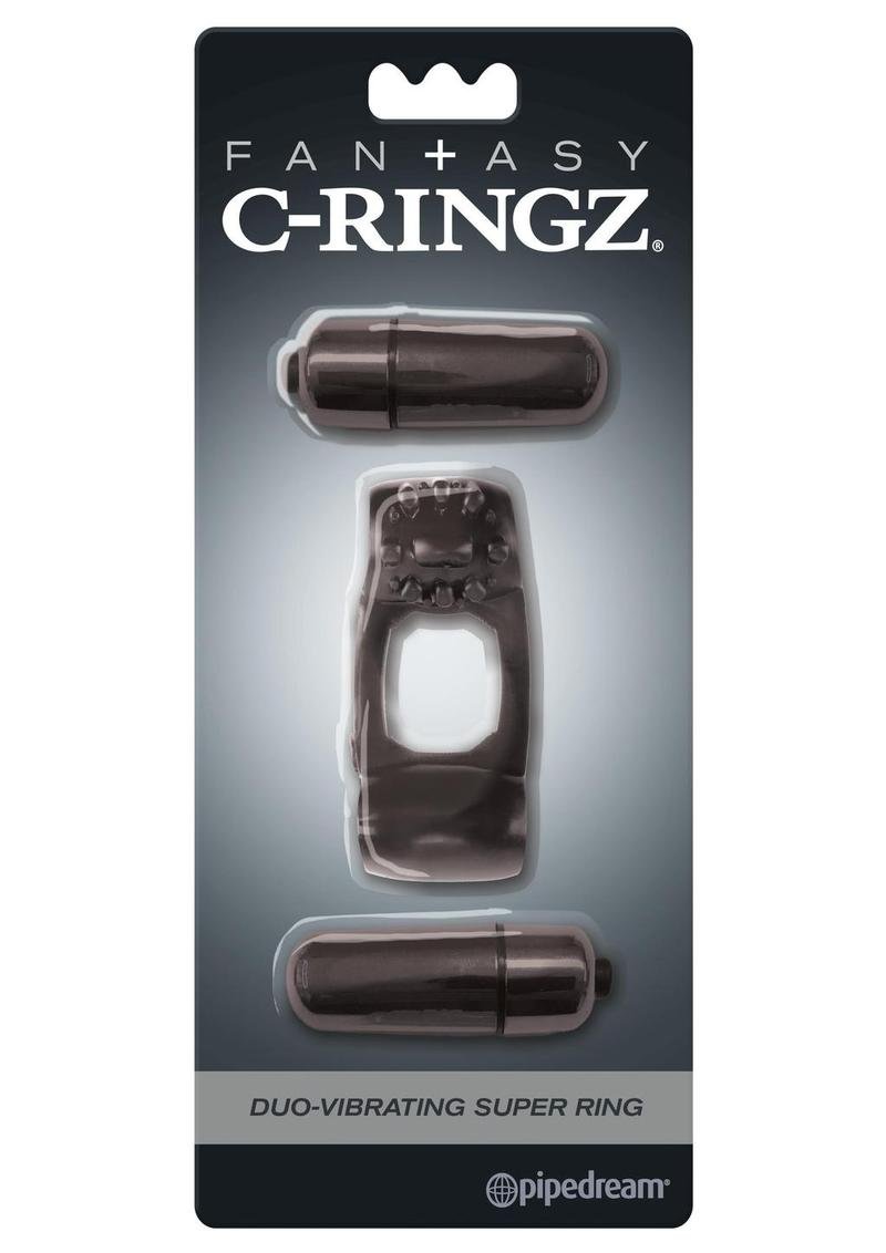 Fantasy C-Ringz Duo-Vibrating Super Cock Ring with Bullets – Black