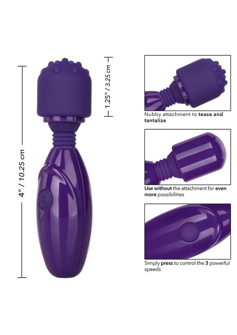 Vibrador CalExotics - Tiny Teasers Nubby USB Rechargeable Mini Vibrator Silicone Textured Head Waterproof - Purple - Imagen 2