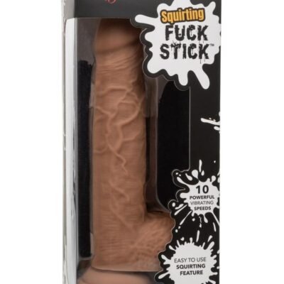 Juguete íntimo CalExotics - Squirting Fuck Stick Rechargeable Silicone Realistic Dong with Suction Cup - Chocolate
