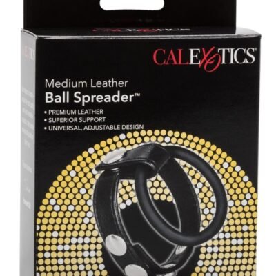 Anillo peneano CalExotics - Leather Ball Spreader Cock Ring - Medium - Black