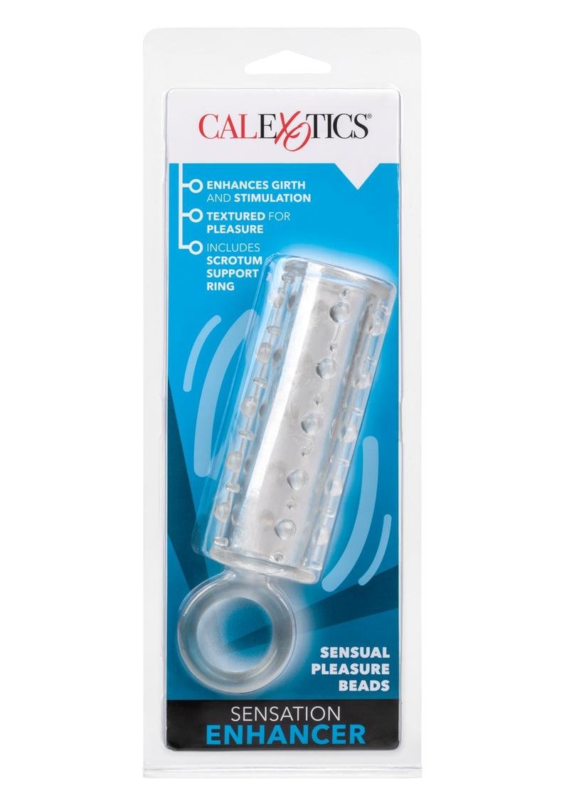 Funda / alargador peneano CalExotics - Sensation Enhancer Penis Sleeve with Scrotum Support - Clear