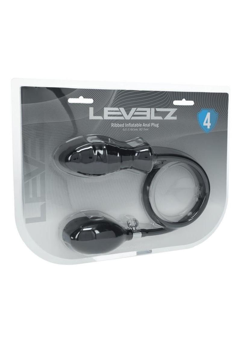 Levelz Ribbed Inflatable Silicone Plug Anal - Black