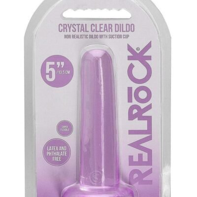 RealRock Crystal Clear Non Realistic Dildo base con ventosa 5.3in - Purple