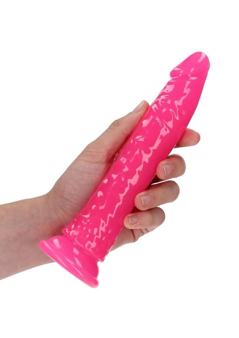 RealRock Slim Glow in the Dark Dildo base con ventosa 7in - Pink - Imagen 2