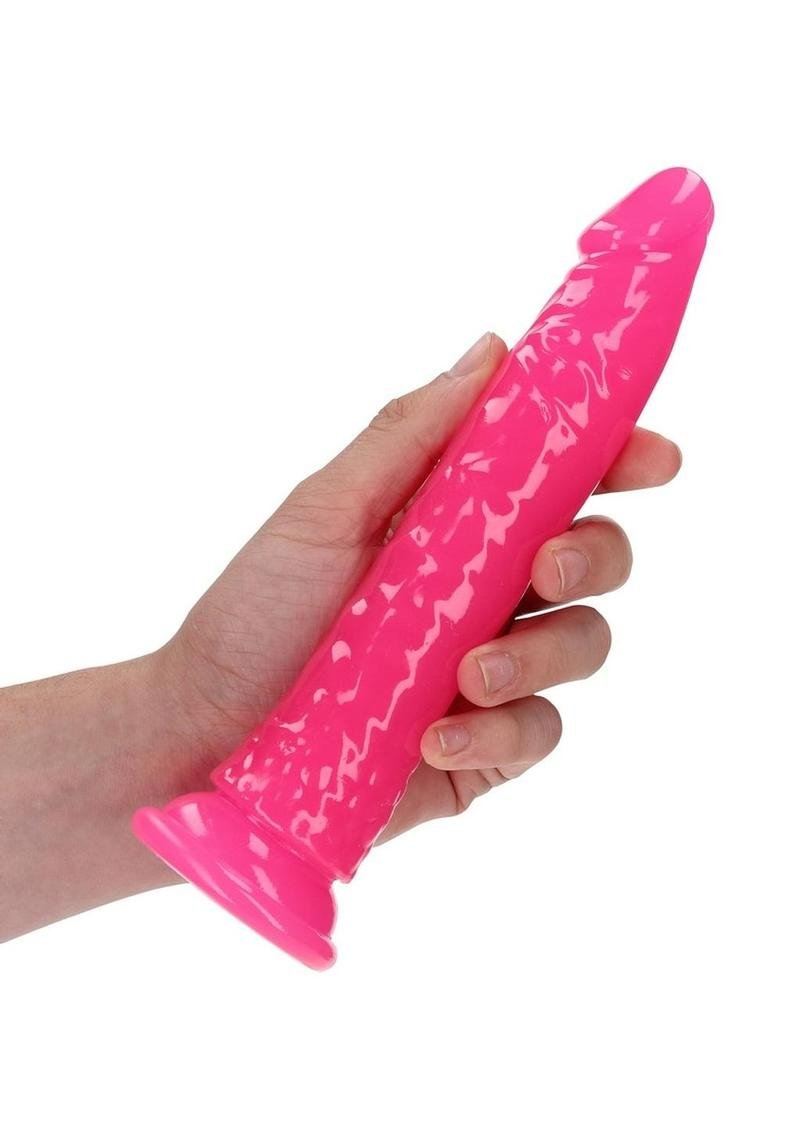 RealRock Slim Glow in the Dark Dildo base con ventosa 8in - Pink - Imagen 2