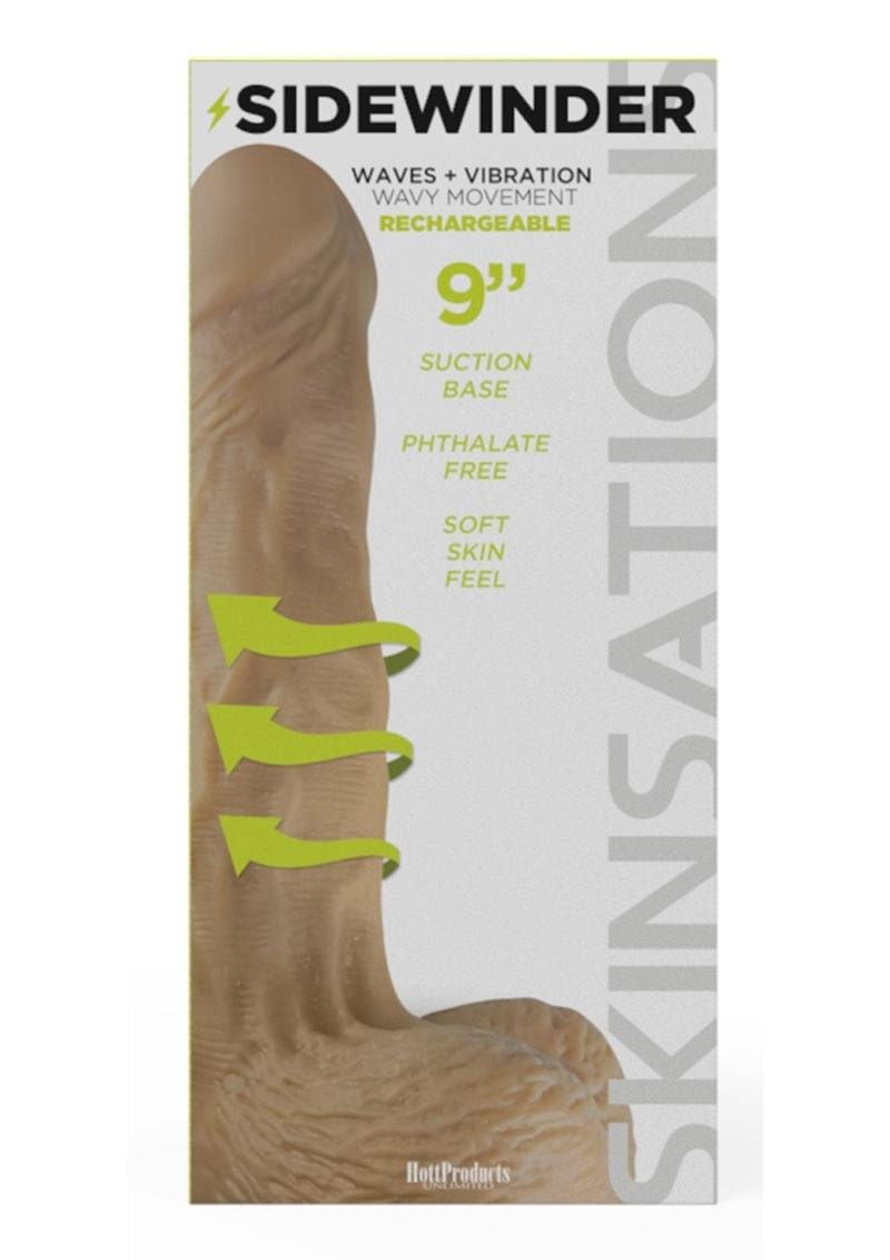Vibrador Hott Products - Skinsations Sidewinder Waves and Vibration Realistic Dildo with Remote Control 9in - Vanilla