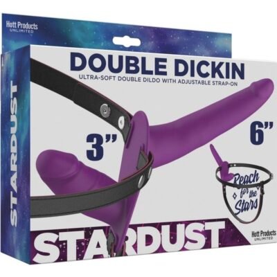Arnés strap-on Hott Products - Stardust Double Dickin Silicone Double Dildo Strap-On - Purple