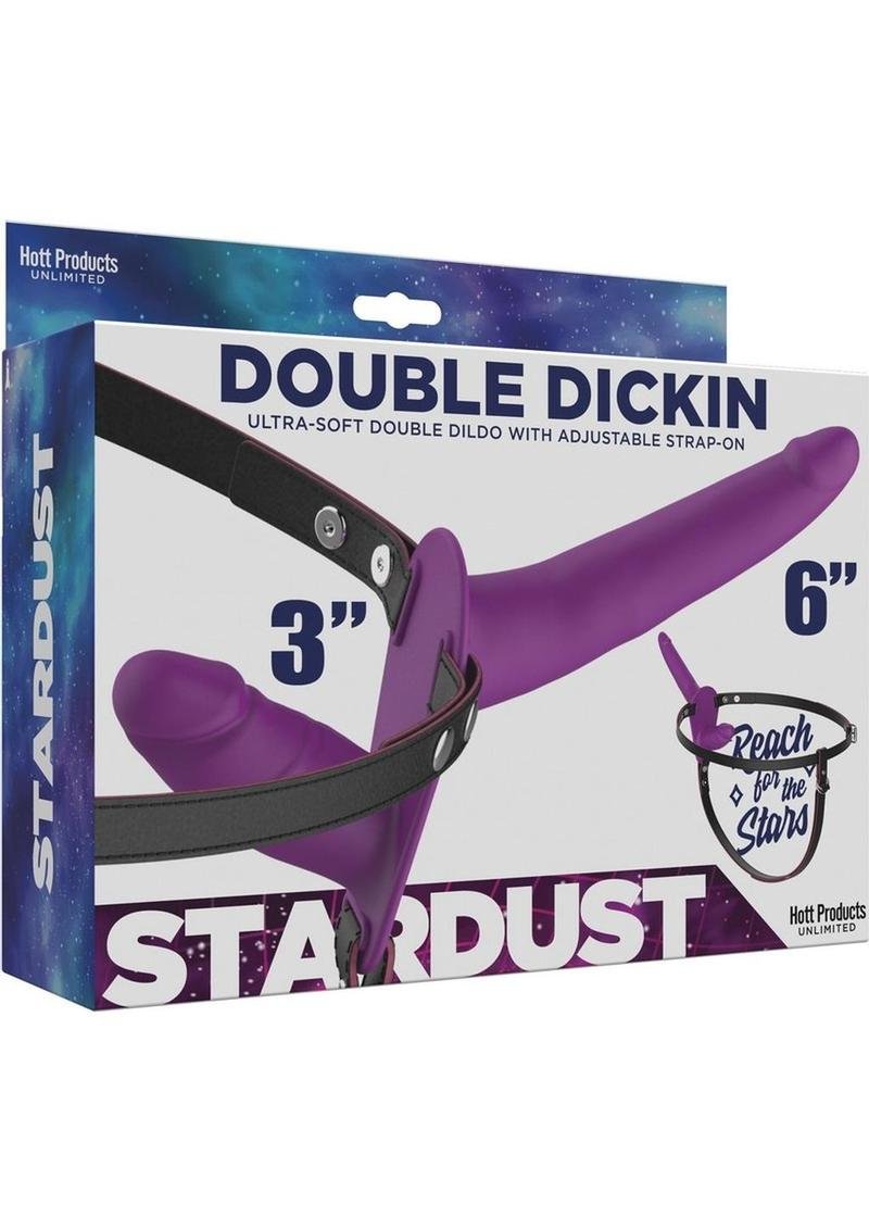Arnés strap-on Hott Products - Stardust Double Dickin Silicone Double Dildo Strap-On - Purple