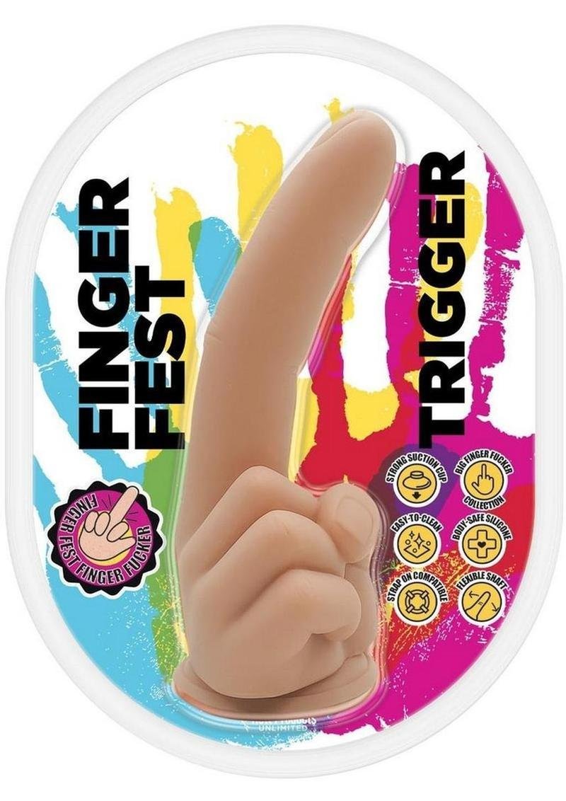 Dildo Hott Products - Finger Fest Trigger Silicone Dildo - Vanilla