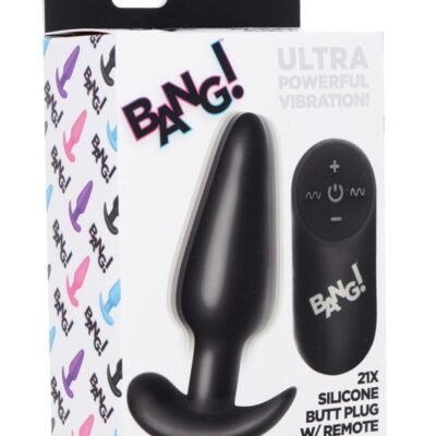 Bang! 21x Vibrating Silicone Recargable Plug Anal con control remoto - Black