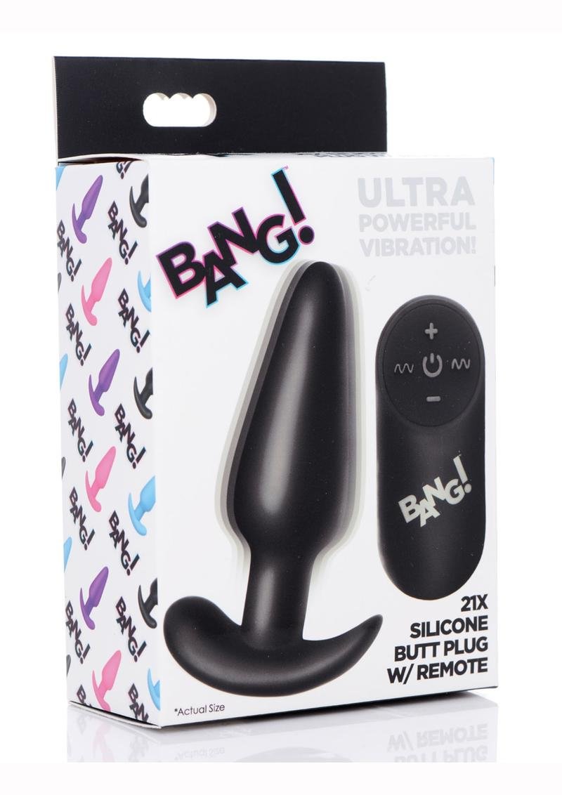 Bang! 21x Vibrating Silicone Recargable Plug Anal con control remoto - Black