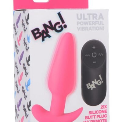 Bang! 21x Vibrating Silicone Recargable Plug anal con control remoto - Pink