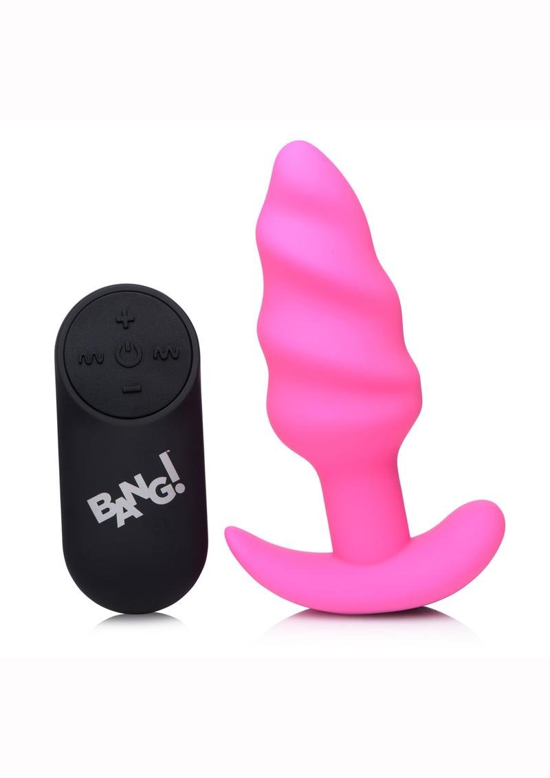 Bang! 21x Vibrating Silicone Recargable Swirl Plug anal con control remoto - Pink - Imagen 2