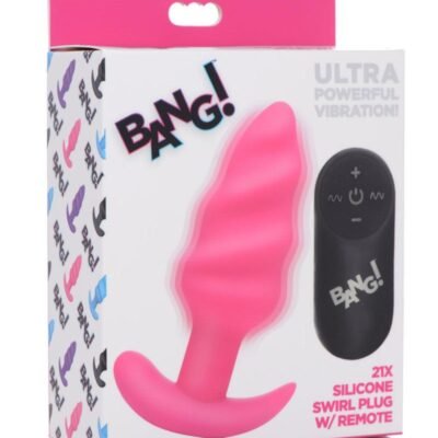 Bang! 21x Vibrating Silicone Recargable Swirl Plug anal con control remoto - Pink