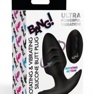 Bang! Rotating Vibrating Recargable Silicone Plug anal con control remoto - Black
