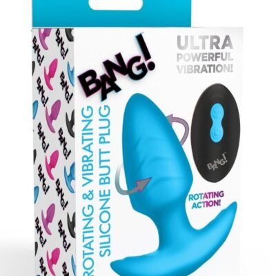 Bang! Rotating Vibrating Recargable Silicone Plug anal con control remoto - Blue