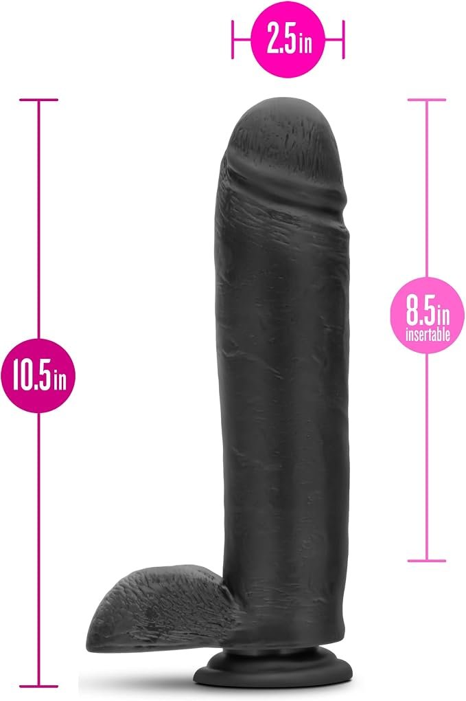 Au Naturel Bold Huge Dildo base con ventosa 10.5in - Black - Imagen 3