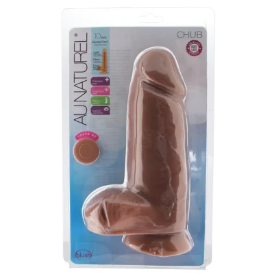 Au Naturel Chub Dildo with Suction Cup 10" - Caramel