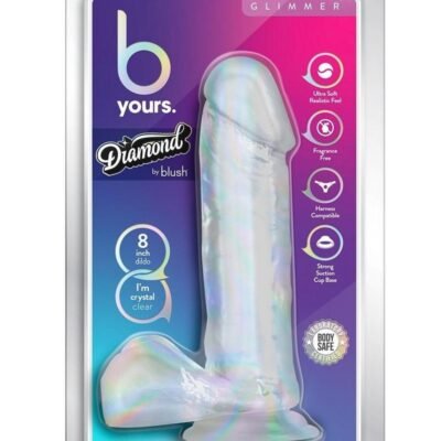 B Yours Diamond Glimmer Dildo 8in - Clear