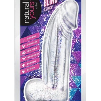 Naturally Yours Bling Dildo W Balls 7.5in - Sparkling Clear
