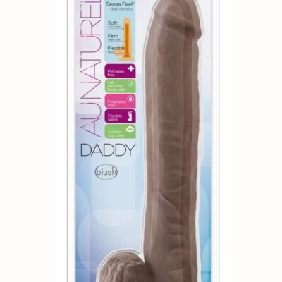 Au Naturel Daddy Sensa Feel Dual Density Dildo with Balls 14in - Chocolate