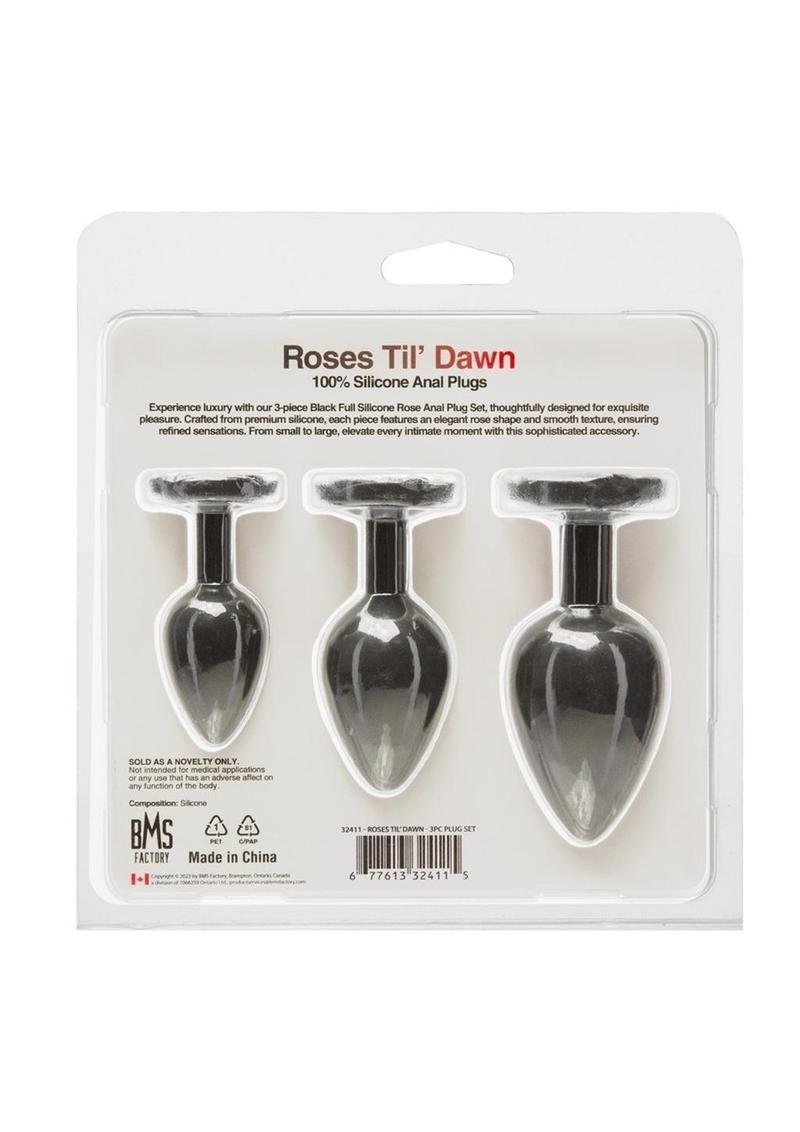 Roses Til Dawn Silicone Butt Plug Set (3 Piece) - Black - Imagen 2