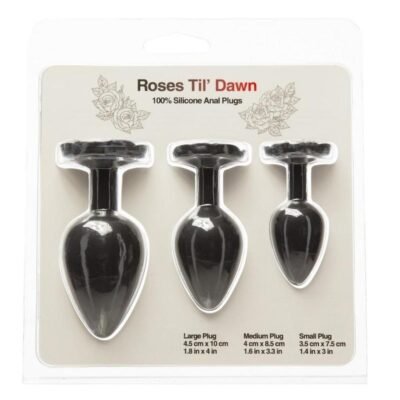 Roses Til Dawn Silicone Butt Plug Set (3 Piece) - Black