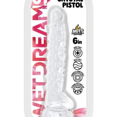 Wet Dreams Crystal Pistol Dildo 6in - Clear