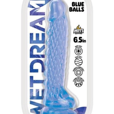 Wet Dreams Blue Balls Silicone Dildo 6.5in - Blue