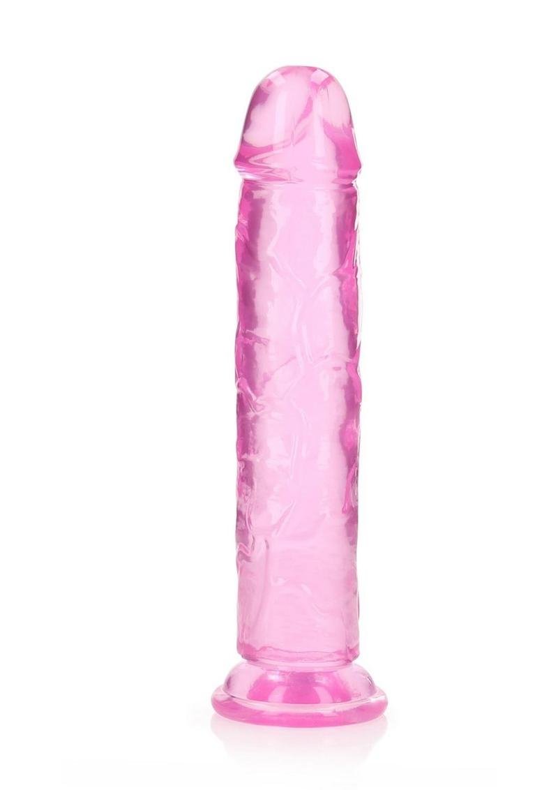 RealRock Crystal Clear Straight No Balls Dildo 10in - Pink - Imagen 2