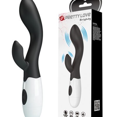 Pretty Love Brighty - Vibrador Rabbit de Doble Estimulación 7.9" - Negro/Blanco