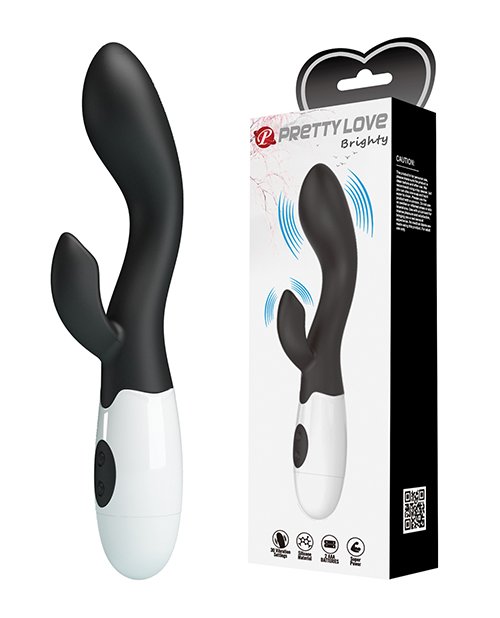 Pretty Love Brighty - Vibrador Rabbit de Doble Estimulación 7.9" - Negro/Blanco