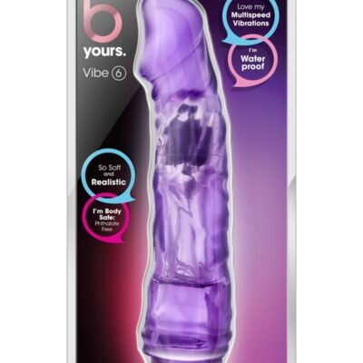 B Yours Vibe 6 Vibrating Dildo 9in - Purple