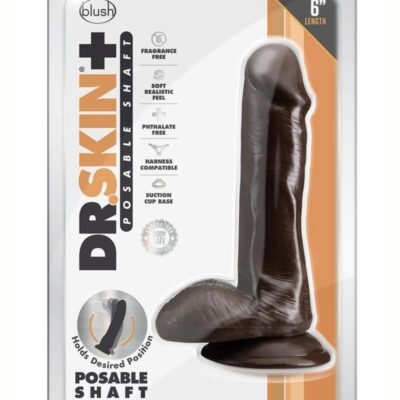 Dr. Skin Plus Gold Posable Dildo w/Balls - Chocolate