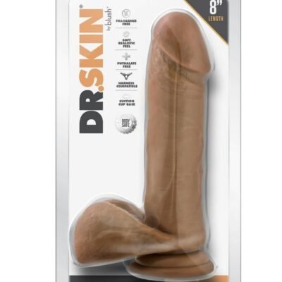 Dr. Skin Silver Collection Dr. William Dildo with Balls and Suction Cup 8in - Caramel